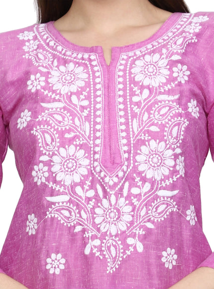Lucknow Chikankari Regular Wear Khadi Cotton Kurti