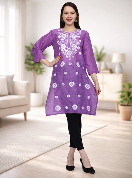 Lucknow Chikankari Regular Wear Khadi Cotton Kurti