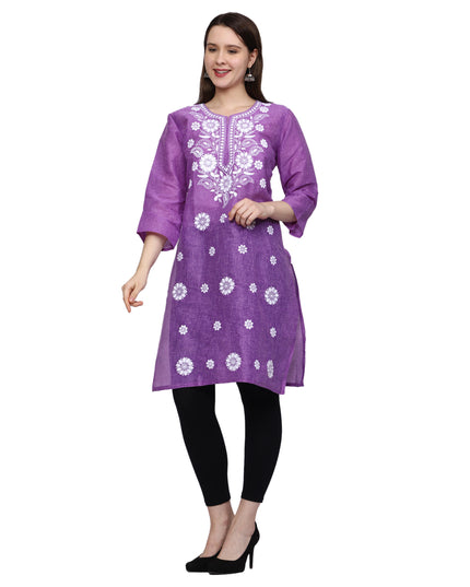 Lucknow Chikankari Regular Wear Khadi Cotton Kurti