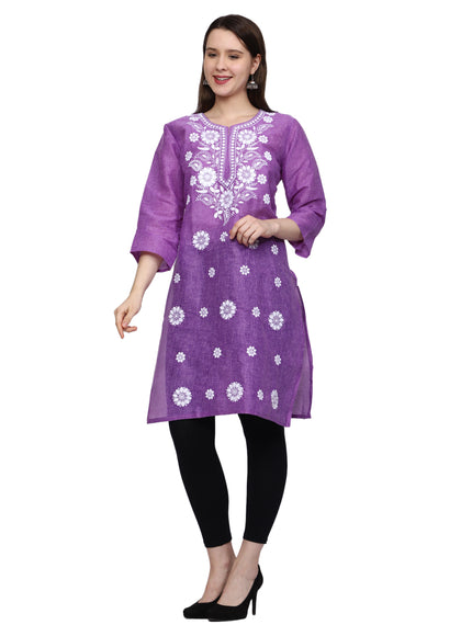 Lucknow Chikankari Regular Wear Khadi Cotton Kurti