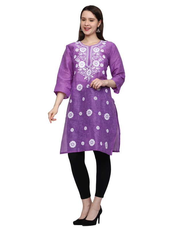 Lucknow Chikankari Regular Wear Khadi Cotton Kurti