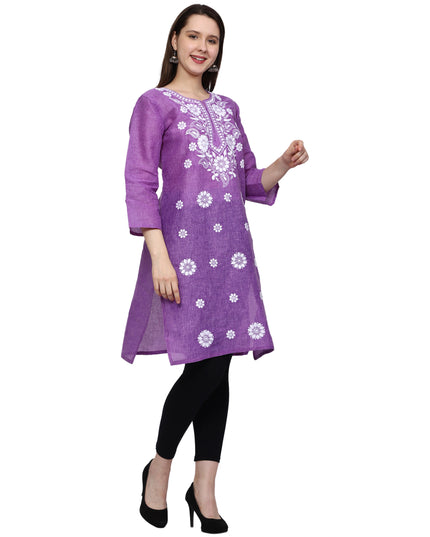 Lucknow Chikankari Regular Wear Khadi Cotton Kurti