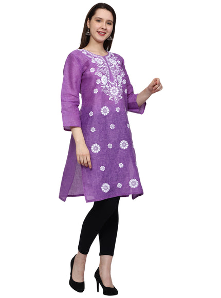 Lucknow Chikankari Regular Wear Khadi Cotton Kurti