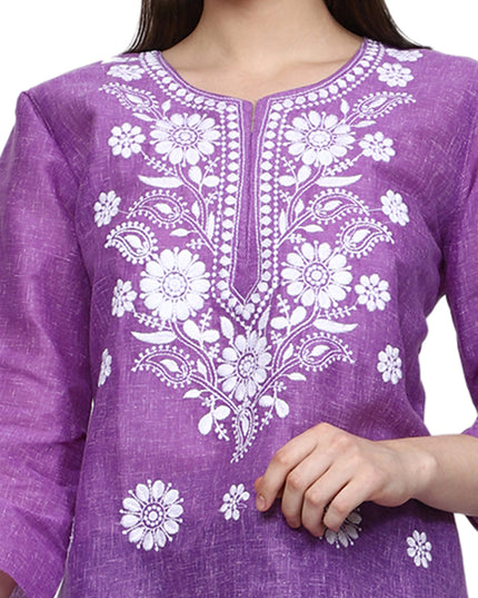 Lucknow Chikankari Regular Wear Khadi Cotton Kurti
