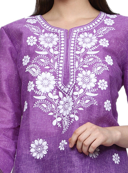 Lucknow Chikankari Regular Wear Khadi Cotton Kurti