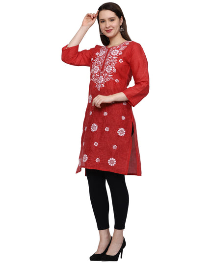 Lucknow Chikankari Regular Wear Khadi Cotton Kurti