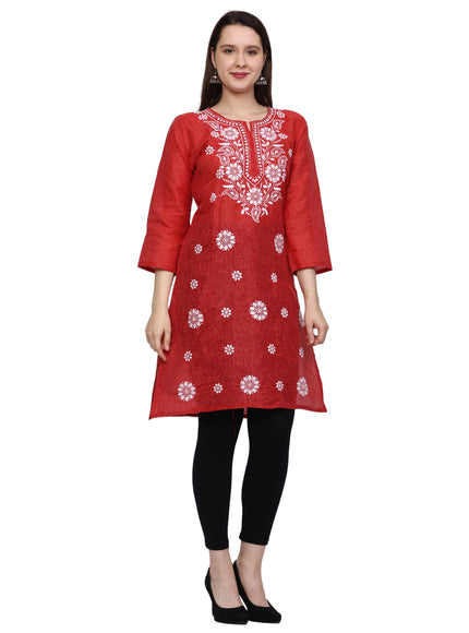 Lucknow Chikankari Regular Wear Khadi Cotton Kurti