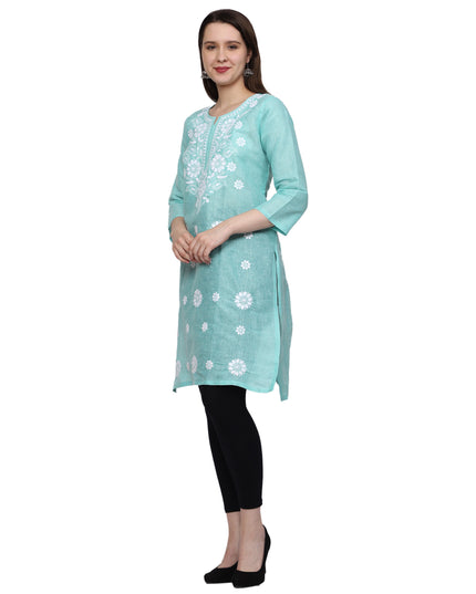 Lucknow Chikankari Regular Wear Khadi Cotton Kurti