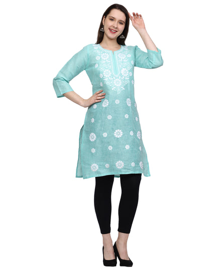 Lucknow Chikankari Regular Wear Khadi Cotton Kurti