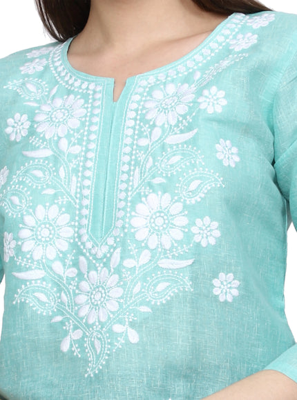 Lucknow Chikankari Regular Wear Khadi Cotton Kurti