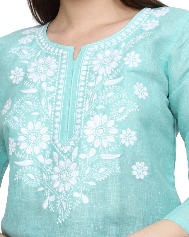 Lucknow Chikankari Regular Wear Khadi Cotton Kurti