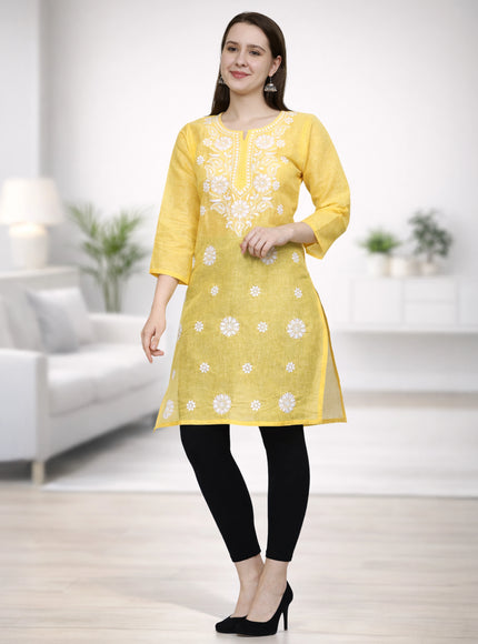 Lucknow Chikankari Regular Wear Khadi Cotton Kurti