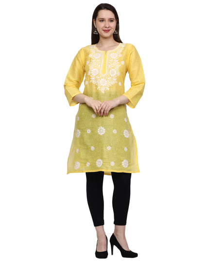 Lucknow Chikankari Regular Wear Khadi Cotton Kurti