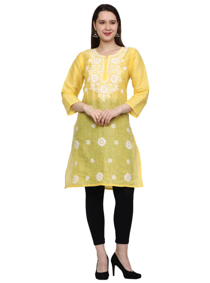 Lucknow Chikankari Regular Wear Khadi Cotton Kurti