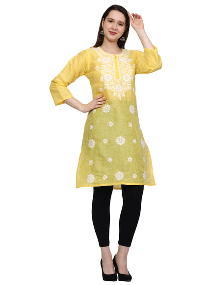 Lucknow Chikankari Regular Wear Khadi Cotton Kurti