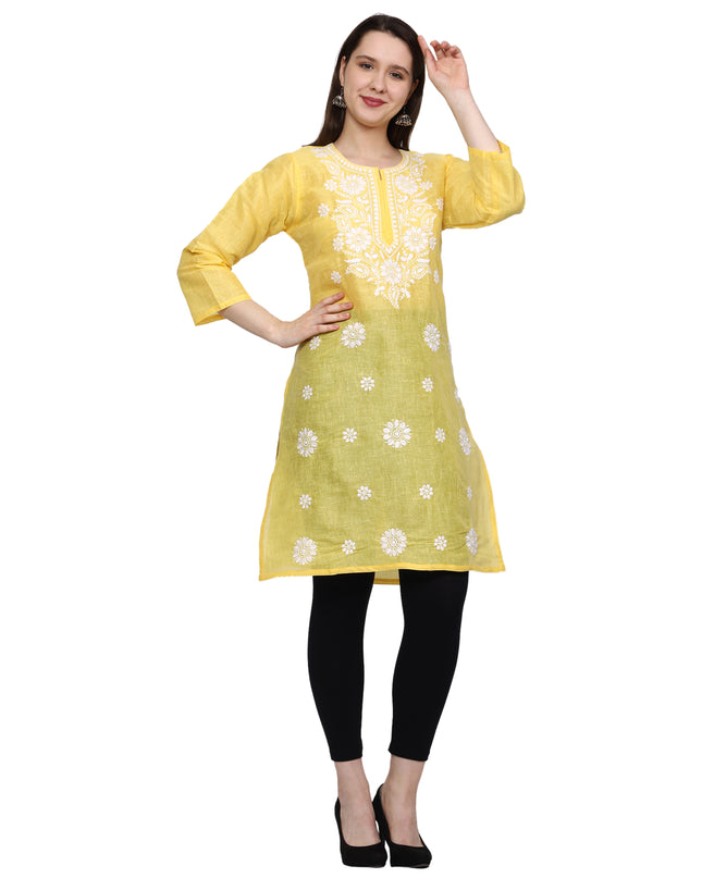 Lucknow Chikankari Regular Wear Khadi Cotton Kurti