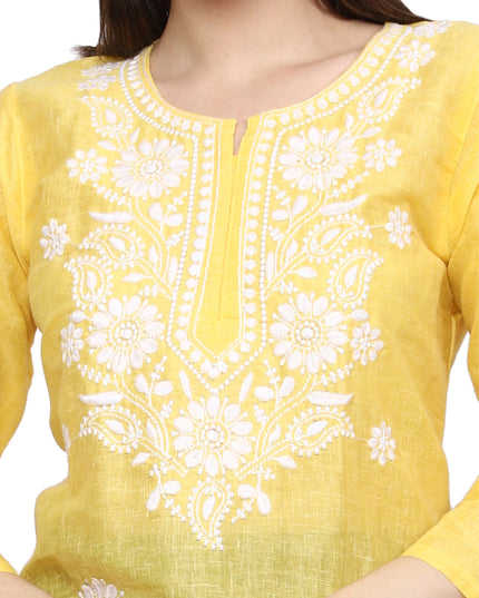 Lucknow Chikankari Regular Wear Khadi Cotton Kurti