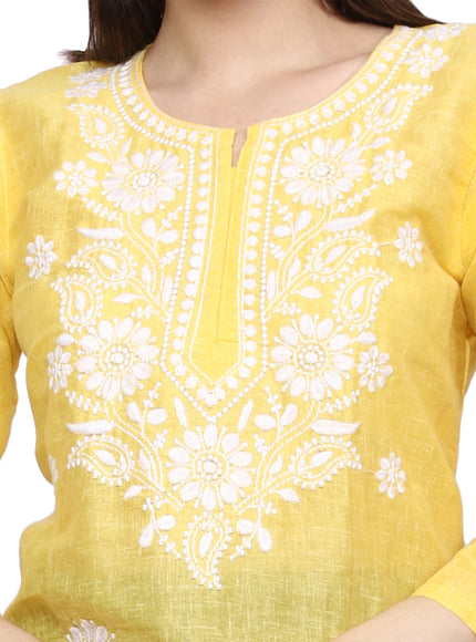 Lucknow Chikankari Regular Wear Khadi Cotton Kurti