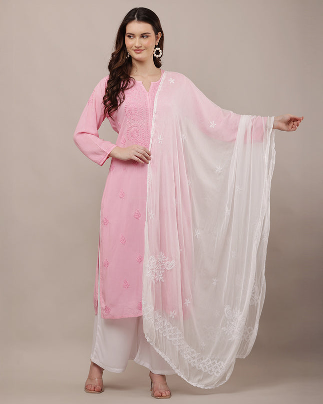 Premium White Chikankari Dupatta