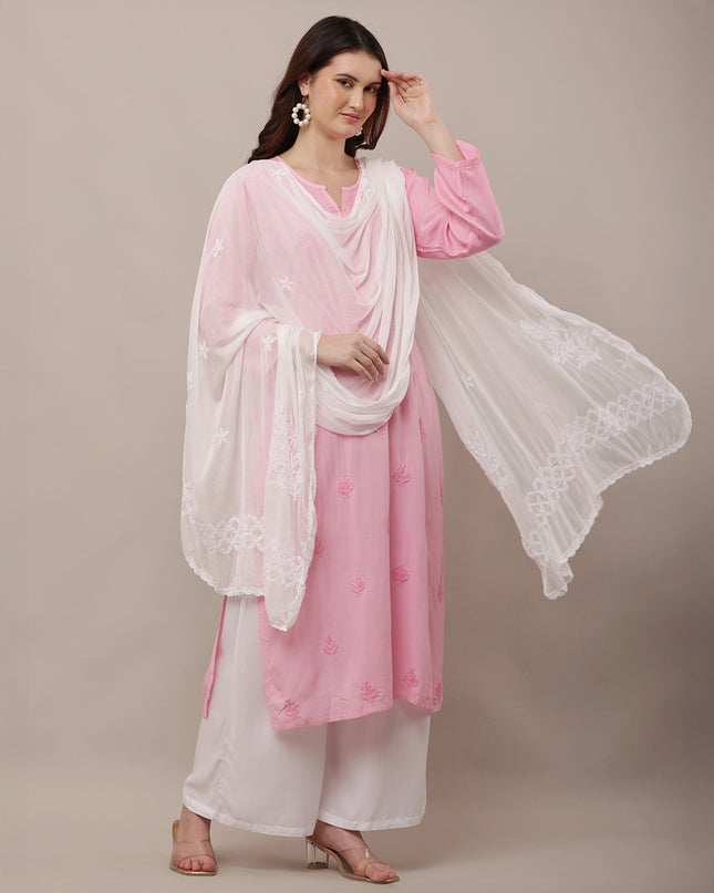 Premium White Chikankari Dupatta